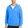 imageMAGCOMSEN Mens Fleece Lined Zip Up Hoodie Casual Fashion Hooded Jacket Lightweigt Athletic Sweatshirt with PocketAzure
