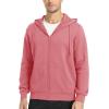 imageMAGCOMSEN Mens Fleece Lined Zip Up Hoodie Casual Fashion Hooded Jacket Lightweigt Athletic Sweatshirt with PocketGrey Pink