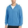 imageMAGCOMSEN Mens Fleece Lined Zip Up Hoodie Casual Fashion Hooded Jacket Lightweigt Athletic Sweatshirt with PocketHaze Blue