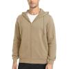 imageMAGCOMSEN Mens Fleece Lined Zip Up Hoodie Casual Fashion Hooded Jacket Lightweigt Athletic Sweatshirt with PocketKhaki