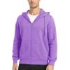 imageMAGCOMSEN Mens Fleece Lined Zip Up Hoodie Casual Fashion Hooded Jacket Lightweigt Athletic Sweatshirt with PocketLight Purple