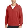 imageMAGCOMSEN Mens Fleece Lined Zip Up Hoodie Casual Fashion Hooded Jacket Lightweigt Athletic Sweatshirt with PocketOrange Red