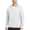 imageMAGCOMSEN Mens Fleece Lined Zip Up Hoodie Casual Fashion Hooded Jacket Lightweigt Athletic Sweatshirt with PocketWhite