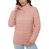 imageMAGCOMSEN Womens Puffer Jacket Lightweight Quilted Padded 4 Pockets Zipup Standcollar Winter Fleece CoatApricot