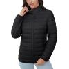 imageMAGCOMSEN Womens Puffer Jacket Lightweight Quilted Padded 4 Pockets Zipup Standcollar Winter Fleece CoatBlack