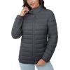 imageMAGCOMSEN Womens Puffer Jacket Lightweight Quilted Padded 4 Pockets Zipup Standcollar Winter Fleece CoatDark Grey
