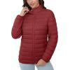imageMAGCOMSEN Womens Puffer Jacket Lightweight Quilted Padded 4 Pockets Zipup Standcollar Winter Fleece CoatDeep Orange