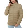 imageMAGCOMSEN Womens Puffer Jacket Lightweight Quilted Padded 4 Pockets Zipup Standcollar Winter Fleece CoatKhaki