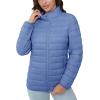 imageMAGCOMSEN Womens Puffer Jacket Lightweight Quilted Padded 4 Pockets Zipup Standcollar Winter Fleece CoatLight Blue