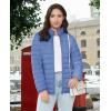 imageMAGCOMSEN Womens Puffer Jacket Lightweight Quilted Padded 4 Pockets Zipup Standcollar Winter Fleece CoatLight Blue