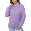 imageMAGCOMSEN Womens Puffer Jacket Lightweight Quilted Padded 4 Pockets Zipup Standcollar Winter Fleece CoatLight Purple
