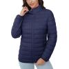 imageMAGCOMSEN Womens Puffer Jacket Lightweight Quilted Padded 4 Pockets Zipup Standcollar Winter Fleece CoatNavy Blue