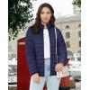 imageMAGCOMSEN Womens Puffer Jacket Lightweight Quilted Padded 4 Pockets Zipup Standcollar Winter Fleece CoatNavy Blue