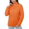 imageMAGCOMSEN Womens Puffer Jacket Lightweight Quilted Padded 4 Pockets Zipup Standcollar Winter Fleece CoatOrange