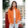 imageMAGCOMSEN Womens Puffer Jacket Lightweight Quilted Padded 4 Pockets Zipup Standcollar Winter Fleece CoatOrange