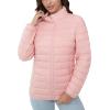 imageMAGCOMSEN Womens Puffer Jacket Lightweight Quilted Padded 4 Pockets Zipup Standcollar Winter Fleece CoatPink