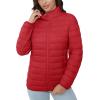 imageMAGCOMSEN Womens Puffer Jacket Lightweight Quilted Padded 4 Pockets Zipup Standcollar Winter Fleece CoatTomato Red