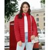 imageMAGCOMSEN Womens Puffer Jacket Lightweight Quilted Padded 4 Pockets Zipup Standcollar Winter Fleece CoatTomato Red