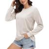 imageMAGCOMSEN Womens Velour Sweatshirts Crewneck Long Sleeve Casual Pullover Soft Warm Shirts Velvet Tops Winter FallBeige