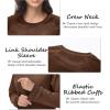 imageMAGCOMSEN Womens Velour Sweatshirts Crewneck Long Sleeve Casual Pullover Soft Warm Shirts Velvet Tops Winter FallCoffee