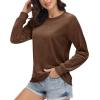 imageMAGCOMSEN Womens Velour Sweatshirts Crewneck Long Sleeve Casual Pullover Soft Warm Shirts Velvet Tops Winter FallCoffee