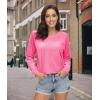 imageMAGCOMSEN Womens Velour Sweatshirts Crewneck Long Sleeve Casual Pullover Soft Warm Shirts Velvet Tops Winter FallFluorescent Pink