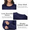imageMAGCOMSEN Womens Velour Sweatshirts Crewneck Long Sleeve Casual Pullover Soft Warm Shirts Velvet Tops Winter FallNavy