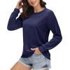 imageMAGCOMSEN Womens Velour Sweatshirts Crewneck Long Sleeve Casual Pullover Soft Warm Shirts Velvet Tops Winter FallNavy