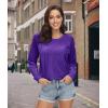 imageMAGCOMSEN Womens Velour Sweatshirts Crewneck Long Sleeve Casual Pullover Soft Warm Shirts Velvet Tops Winter FallPurple