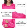 imageMAGCOMSEN Womens Velour Sweatshirts Crewneck Long Sleeve Casual Pullover Soft Warm Shirts Velvet Tops Winter FallRose Red
