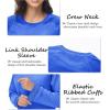 imageMAGCOMSEN Womens Velour Sweatshirts Crewneck Long Sleeve Casual Pullover Soft Warm Shirts Velvet Tops Winter FallSea Blue