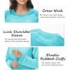 imageMAGCOMSEN Womens Velour Sweatshirts Crewneck Long Sleeve Casual Pullover Soft Warm Shirts Velvet Tops Winter FallWater Blue