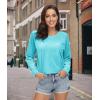 imageMAGCOMSEN Womens Velour Sweatshirts Crewneck Long Sleeve Casual Pullover Soft Warm Shirts Velvet Tops Winter FallWater Blue