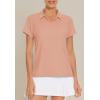 imageWomens Golf Polo Shirts V Neck UPF 50 Collared Short Sleeve Tennis Shirt Lightweight Quick Dry Sun Protection ShirtsApricot