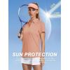 imageWomens Golf Polo Shirts V Neck UPF 50 Collared Short Sleeve Tennis Shirt Lightweight Quick Dry Sun Protection ShirtsApricot