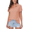 imageWomens Golf Polo Shirts V Neck UPF 50 Collared Short Sleeve Tennis Shirt Lightweight Quick Dry Sun Protection ShirtsApricot