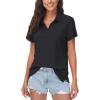 imageWomens Golf Polo Shirts V Neck UPF 50 Collared Short Sleeve Tennis Shirt Lightweight Quick Dry Sun Protection ShirtsBlack