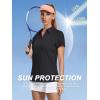 imageWomens Golf Polo Shirts V Neck UPF 50 Collared Short Sleeve Tennis Shirt Lightweight Quick Dry Sun Protection ShirtsBlack