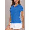 imageWomens Golf Polo Shirts V Neck UPF 50 Collared Short Sleeve Tennis Shirt Lightweight Quick Dry Sun Protection ShirtsBlue Green
