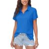 imageWomens Golf Polo Shirts V Neck UPF 50 Collared Short Sleeve Tennis Shirt Lightweight Quick Dry Sun Protection ShirtsBlue Green