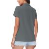 imageWomens Golf Polo Shirts V Neck UPF 50 Collared Short Sleeve Tennis Shirt Lightweight Quick Dry Sun Protection ShirtsDark Grey