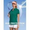 imageWomens Golf Polo Shirts V Neck UPF 50 Collared Short Sleeve Tennis Shirt Lightweight Quick Dry Sun Protection ShirtsEmerald Green