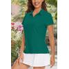 imageWomens Golf Polo Shirts V Neck UPF 50 Collared Short Sleeve Tennis Shirt Lightweight Quick Dry Sun Protection ShirtsEmerald Green
