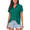 imageWomens Golf Polo Shirts V Neck UPF 50 Collared Short Sleeve Tennis Shirt Lightweight Quick Dry Sun Protection ShirtsEmerald Green