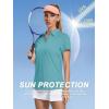 imageWomens Golf Polo Shirts V Neck UPF 50 Collared Short Sleeve Tennis Shirt Lightweight Quick Dry Sun Protection ShirtsGrey Green