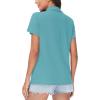 imageWomens Golf Polo Shirts V Neck UPF 50 Collared Short Sleeve Tennis Shirt Lightweight Quick Dry Sun Protection ShirtsGrey Green