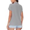 imageWomens Golf Polo Shirts V Neck UPF 50 Collared Short Sleeve Tennis Shirt Lightweight Quick Dry Sun Protection ShirtsLight Grey