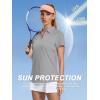 imageWomens Golf Polo Shirts V Neck UPF 50 Collared Short Sleeve Tennis Shirt Lightweight Quick Dry Sun Protection ShirtsLight Grey