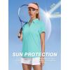 imageWomens Golf Polo Shirts V Neck UPF 50 Collared Short Sleeve Tennis Shirt Lightweight Quick Dry Sun Protection ShirtsLight Lake Blue