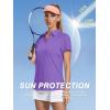 imageWomens Golf Polo Shirts V Neck UPF 50 Collared Short Sleeve Tennis Shirt Lightweight Quick Dry Sun Protection ShirtsLight Purple